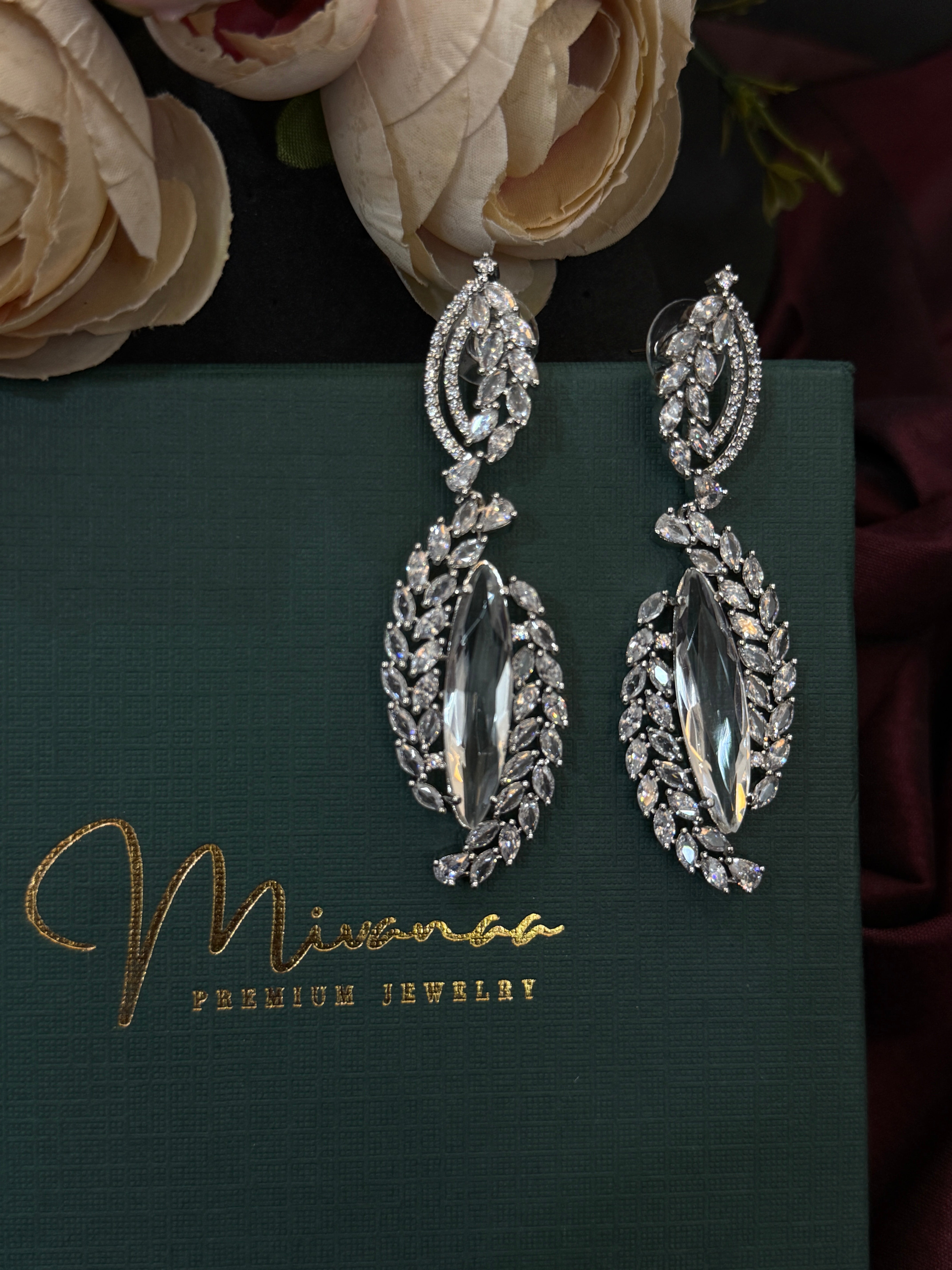 Elegant Marquise CZ Stone Long Earrings